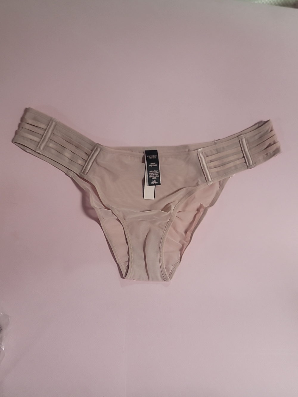 Victoria's secret very sexy mesh Sheer cheekini panty LARGE DEMUR PINK
